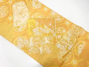 花蜀江に読み本模様織り出し袋帯